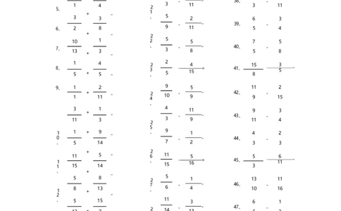 分数加减混合第81-100篇（高级）_编码0121-6年级数学口算计算_口算题（适合5年级）_分数-加减混合（280篇）_（分数）加减混合高级2～（80篇）