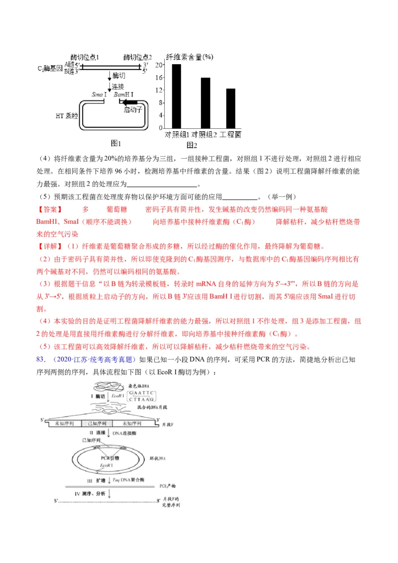 专题21基因工程-五年（2019-2023）高考生物真题分项汇编（全国通用）（解析版）_赠送：2008-2024全套高考真题_高考生物真题_送高考生物五年真题(2019-2023)分项汇编（全国通用）
