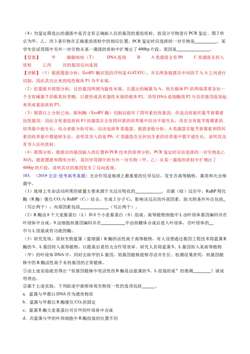 专题21基因工程-五年（2019-2023）高考生物真题分项汇编（全国通用）（解析版）_赠送：2008-2024全套高考真题_高考生物真题_送高考生物五年真题(2019-2023)分项汇编（全国通用）
