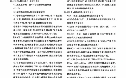 生物参考答案及解析(1)_2023年10月_0210月合集_2024届辽宁省名校联盟高三上学期10月联合考试_辽宁省名校联盟2024届高三上学期10月联合考试生物