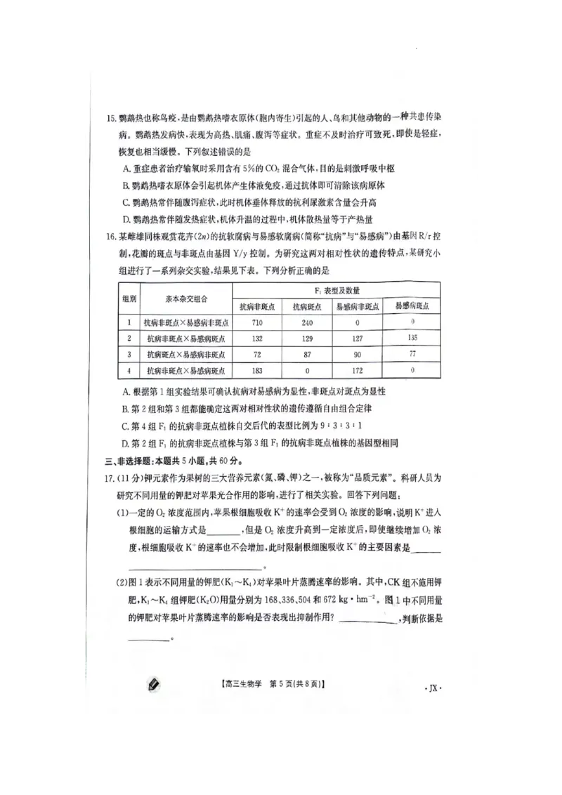 江西金太阳高三上(联考Ⅰ)-生物试题+答案(1)_2023年9月_029月合集_2024届江西省金太阳高三上学期9月第一次联考