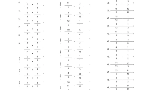 分数加减混合第91~100篇（初级）_编码0121-6年级数学口算计算_口算题（适合5年级）_分数-加减混合（280篇）_（分数）加减混合初级（100篇）