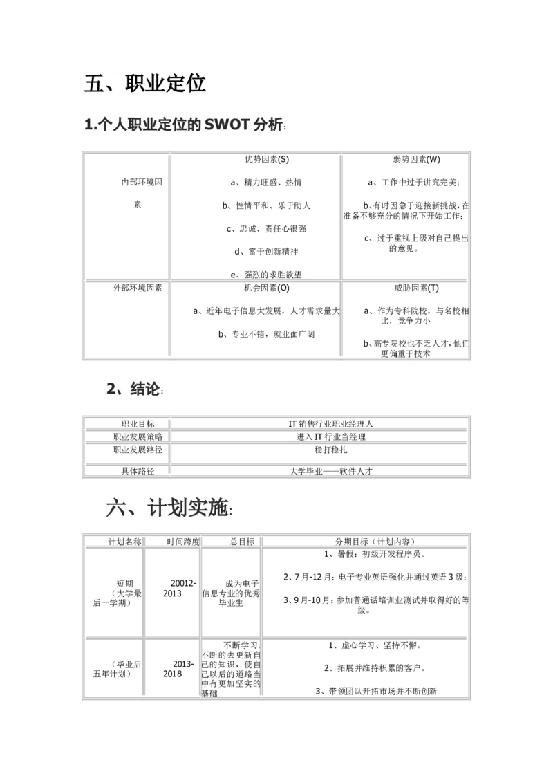 大学生职业生涯规划书范文(电子信息工程技术专业)_E6-职业规划_59电子信息、应电专业