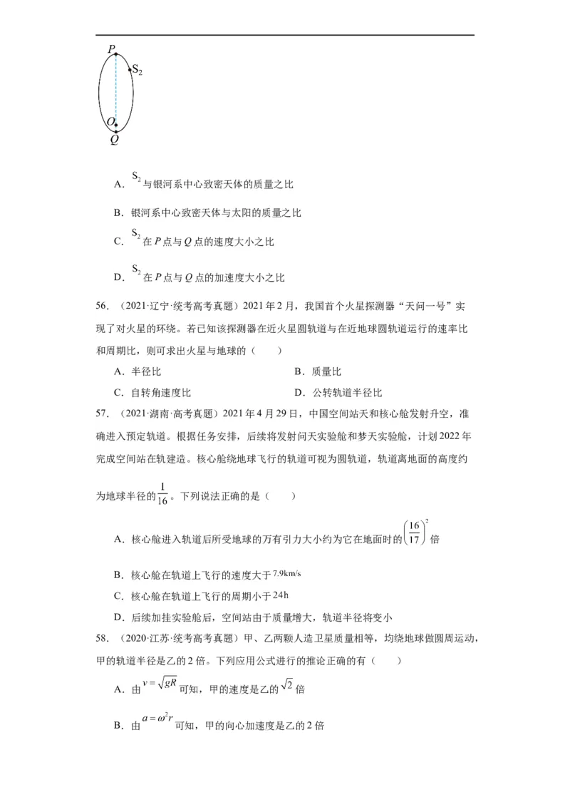 专题05万有引力与航天(原卷版)_赠送：2008-2024全套高考真题_高考物理真题_送高考物理五年真题(2019-2023)分项汇编（全国通用）