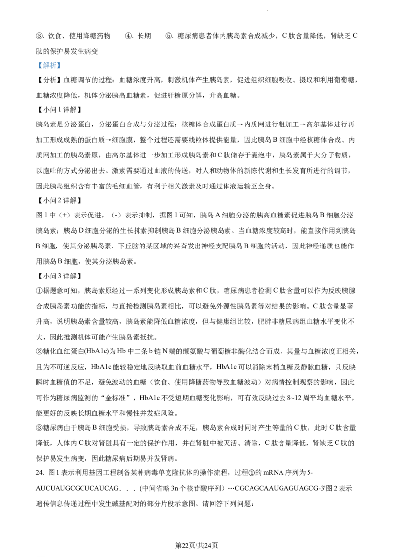 精品解析：江苏省泰州中学2023-2024学年高三上学期期初调研考试生物试题（解析版）_2023年9月_01每日更新_13号_2024届江苏省泰州中学高三上学期期初调研考试