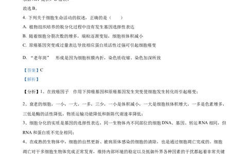 精品解析：江苏省泰州中学2023-2024学年高三上学期期初调研考试生物试题（解析版）_2023年9月_01每日更新_13号_2024届江苏省泰州中学高三上学期期初调研考试