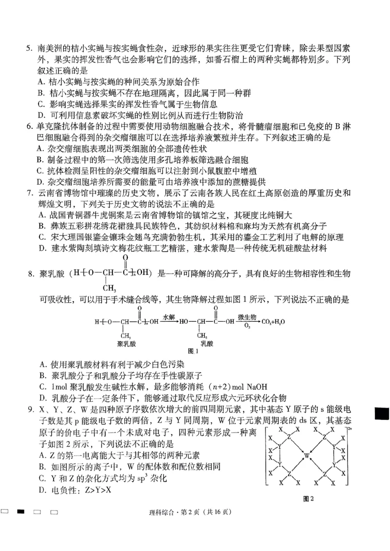 2024届云南三校高三下学期联考备考实用性联考（七）理科综合试卷_2024年3月_013月合集_2024届云南三校高三下学期联考备考实用性联考（七）