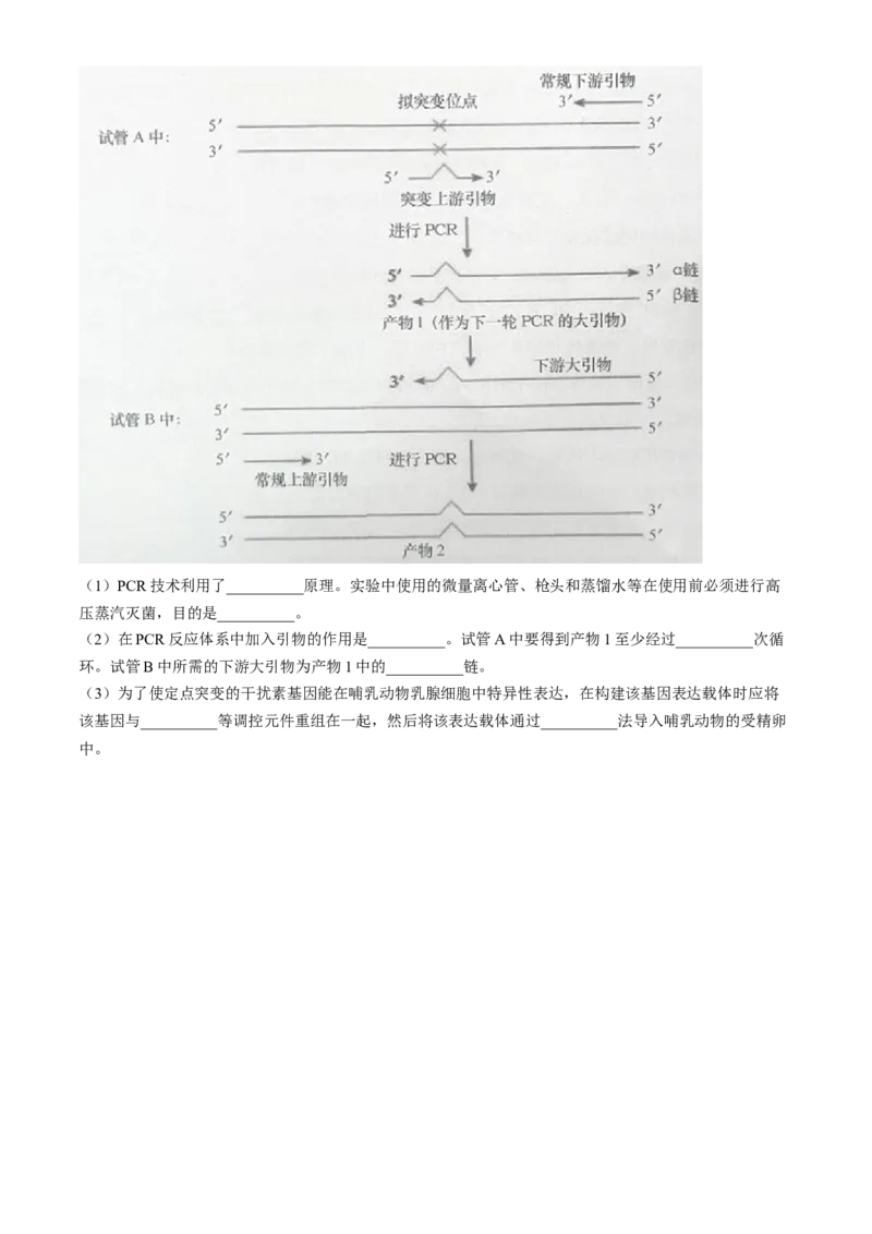 2024届安徽省马鞍山市高三教学质量监测（三模）生物试题+答案(1)_2024年4月_024月合集_2024届安徽省马鞍山市高三下学期三模
