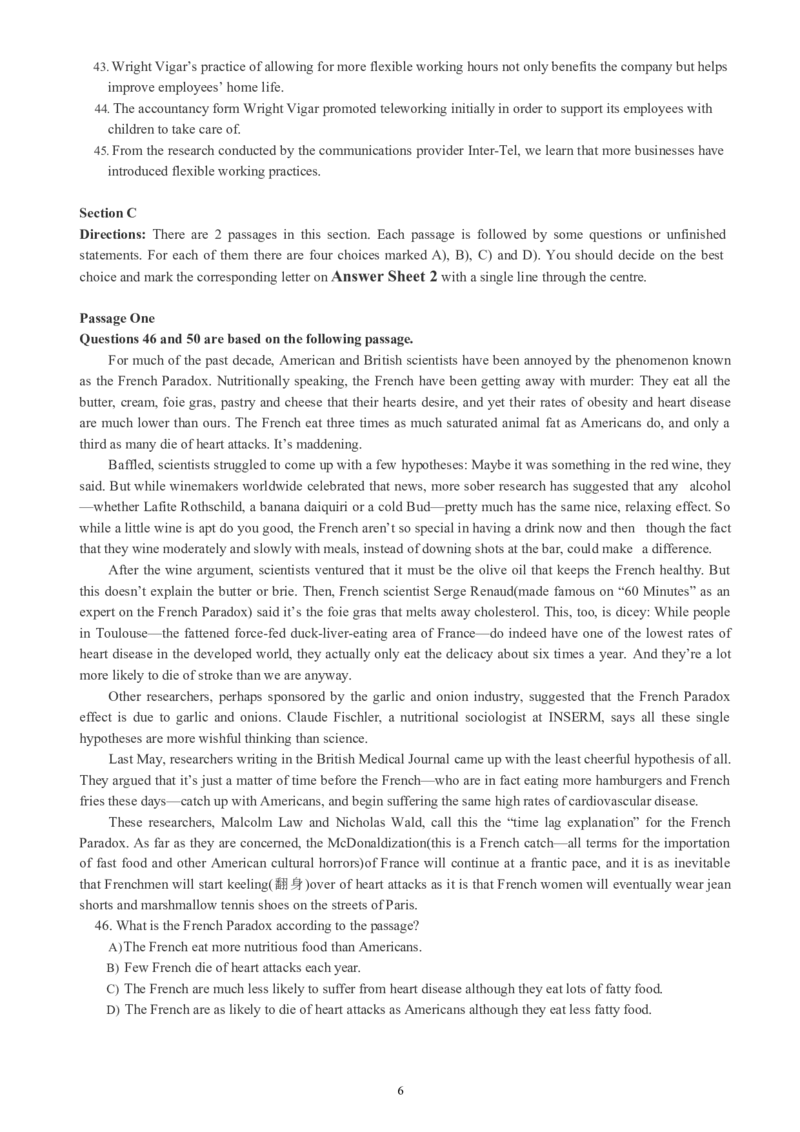 六级通关模拟卷第四套_英语四六级整合_英语四六级真题版本一此版本可作为补充_大学英语CET6_X0_03-六级模拟题_六级模拟题1-5套（赠送）_六级通关模拟卷（4）