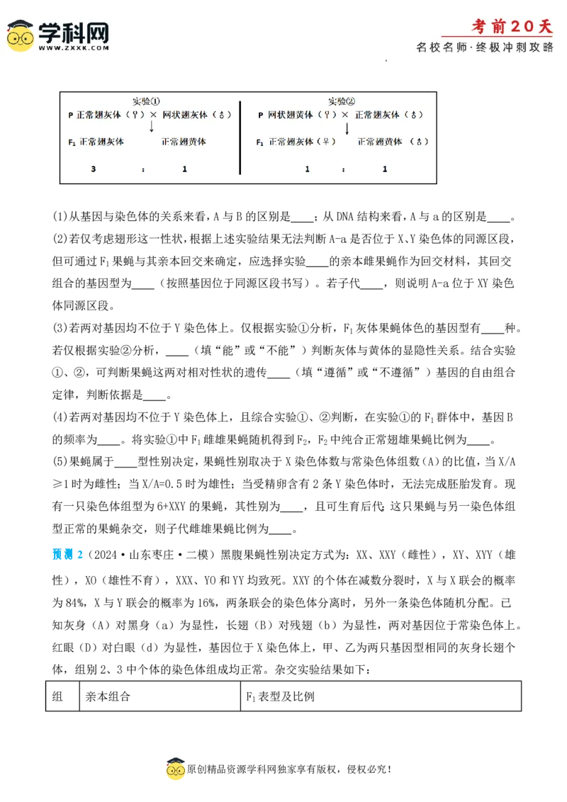 生物（二）-2024年高考考前20天终极冲刺攻略_2024高考押题卷_62024学科网全系列_20学科网高考考前终极攻略_生物-2024年高考考前20天终极冲刺攻略