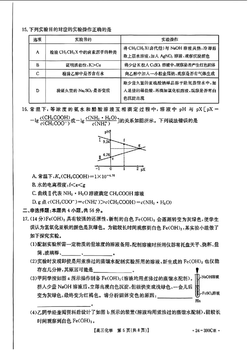 2024届广东省湛江市高三下学期二模考试化学试题+答案(1)_2024年4月_024月合集_2024届广东省湛江市二模（金太阳390C）