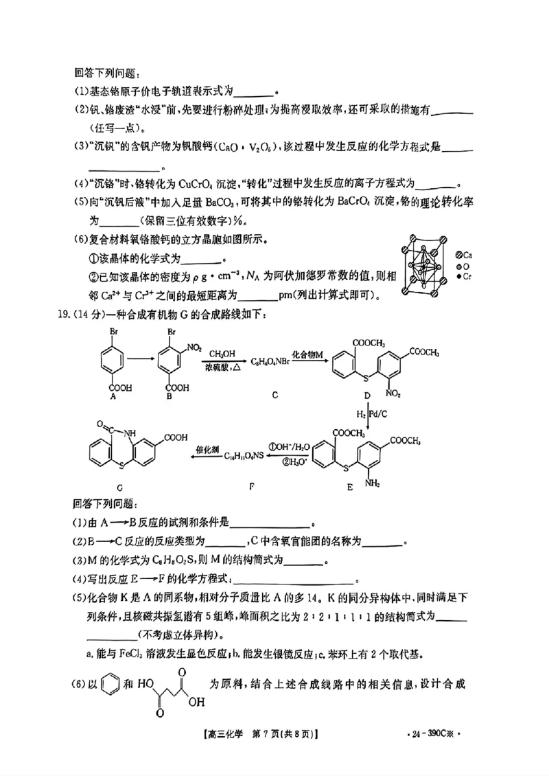 2024届广东省湛江市高三下学期二模考试化学试题+答案(1)_2024年4月_024月合集_2024届广东省湛江市二模（金太阳390C）