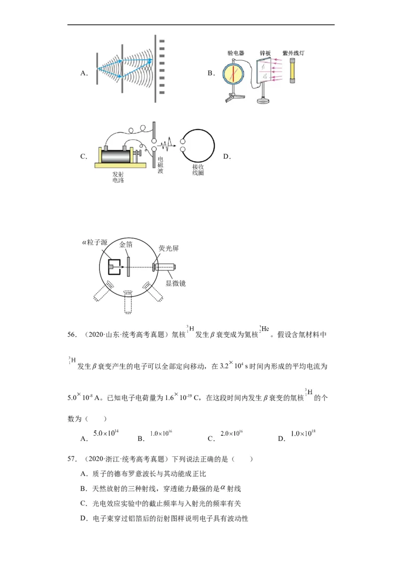 专题16原子和原子核波粒二象性(原卷版)_赠送：2008-2024全套高考真题_高考物理真题_送高考物理五年真题(2019-2023)分项汇编（全国通用）