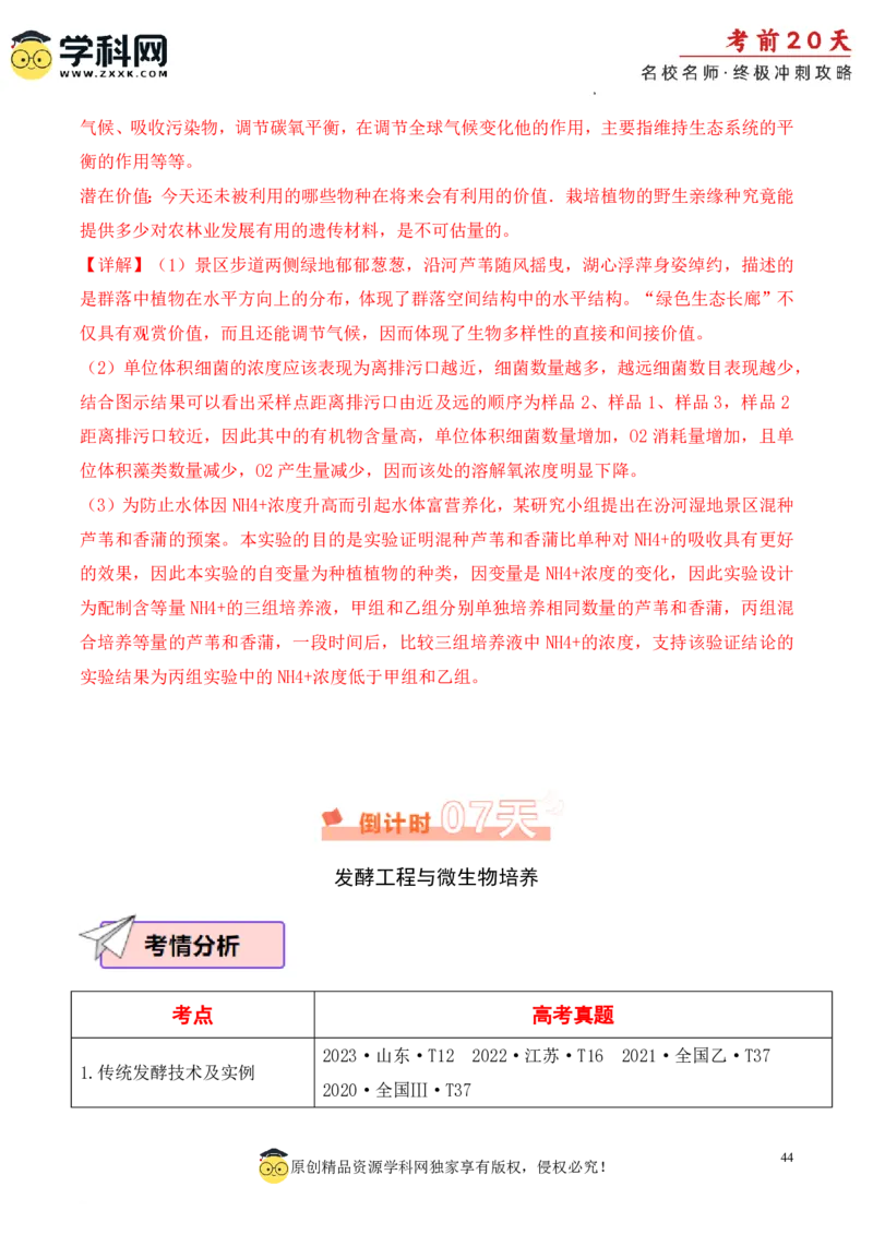 生物（三）-2024年高考考前20天终极冲刺攻略_2024高考押题卷_62024学科网全系列_21学科网高考考前终极攻略_生物-2024年高考考前20天终极冲刺攻略