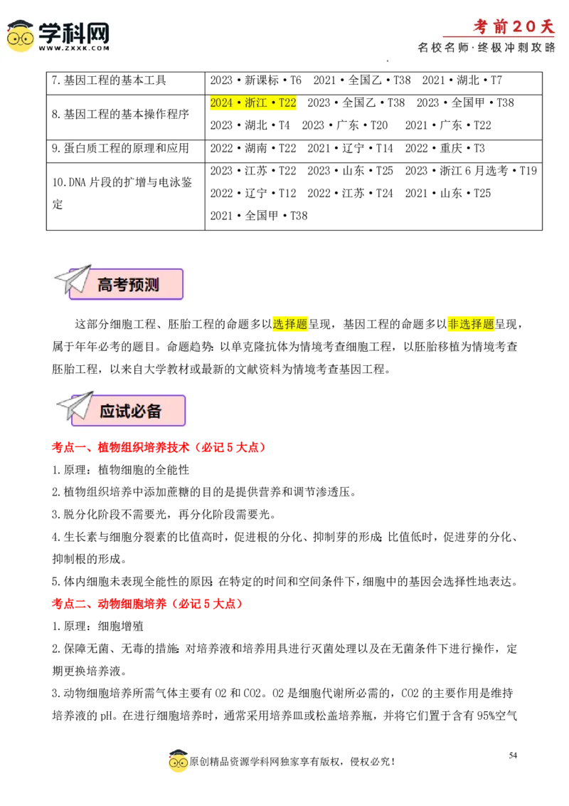 生物（三）-2024年高考考前20天终极冲刺攻略_2024高考押题卷_62024学科网全系列_21学科网高考考前终极攻略_生物-2024年高考考前20天终极冲刺攻略