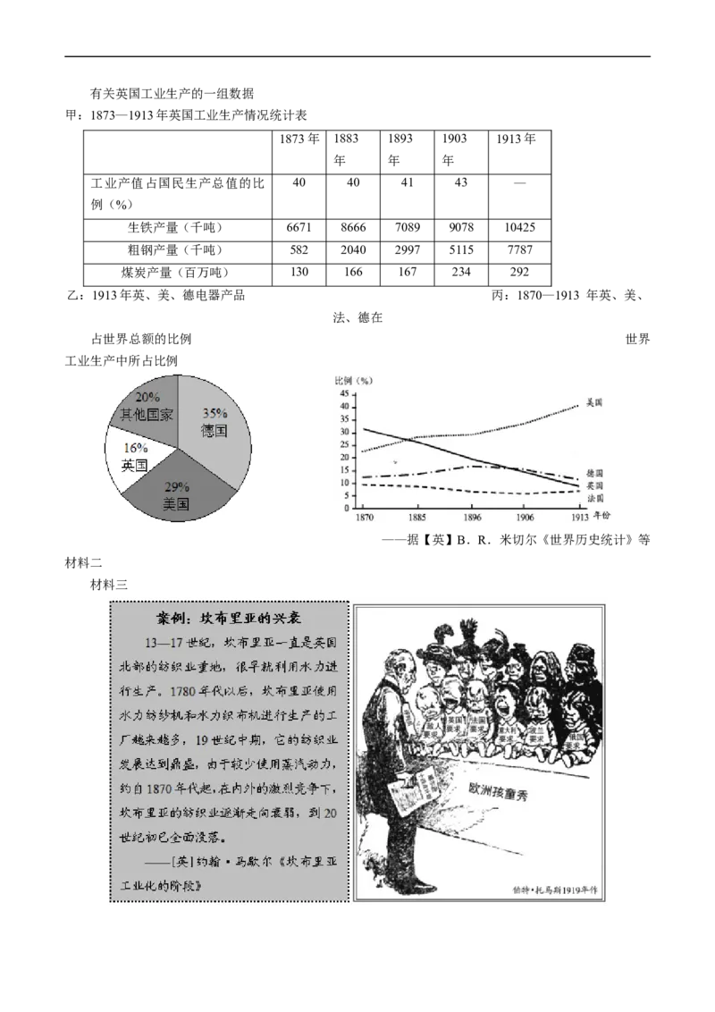 专题10工业革命与马克思主义的诞生（原卷版）_赠送：2008-2024全套高考真题_高考历史真题_送高考历史五年真题(2019-2023)分项汇编（全国通用）