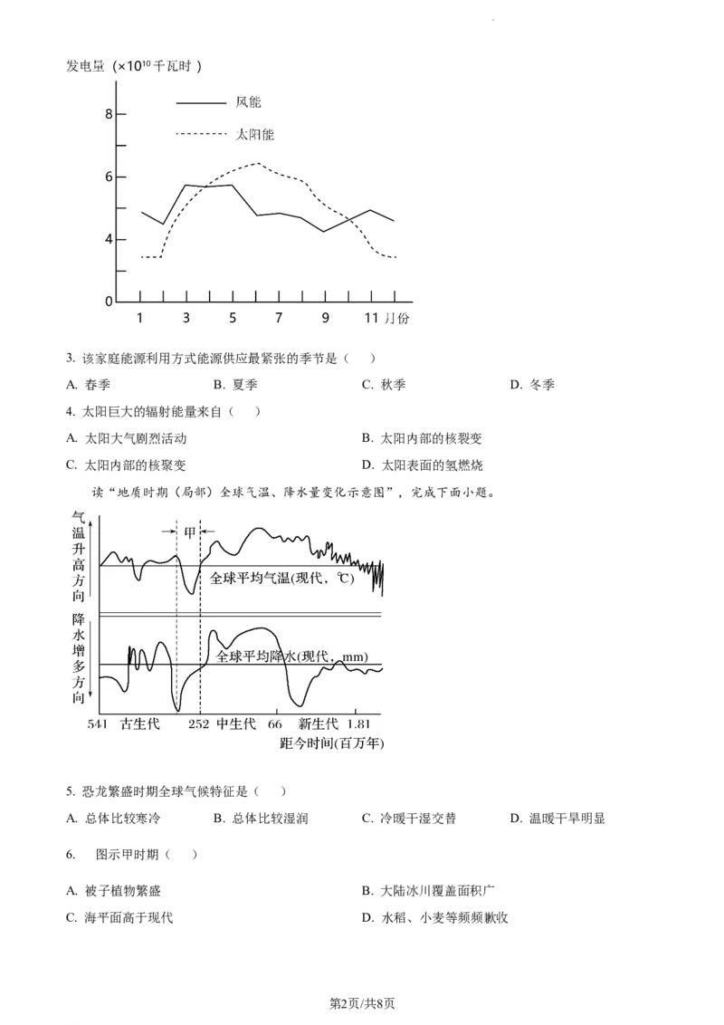 精品解析：河南省沈丘县长安高级中学2023-2024学年高三上学期第一次月考地理试题（原卷版）(1)_2023年10月_0210月合集_2024届河南省沈丘县长安高级中学高三上学期第一次月考