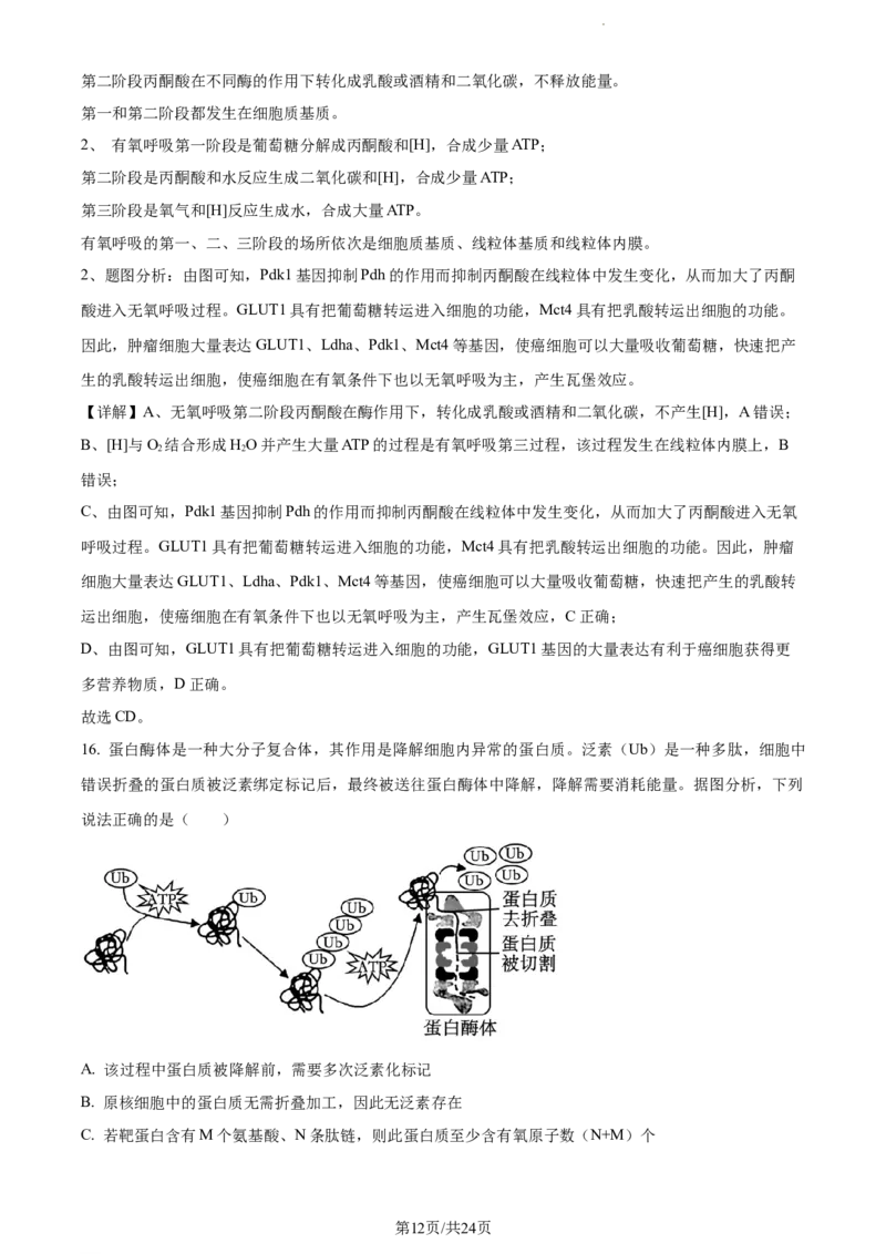 精品解析：江苏省常州市联盟学校2023-2024学年高三10月学情调研生物试题（解析版）(1)_2023年10月_0210月合集_2024届江苏省常州市联盟学校高三上学期10月学情调研