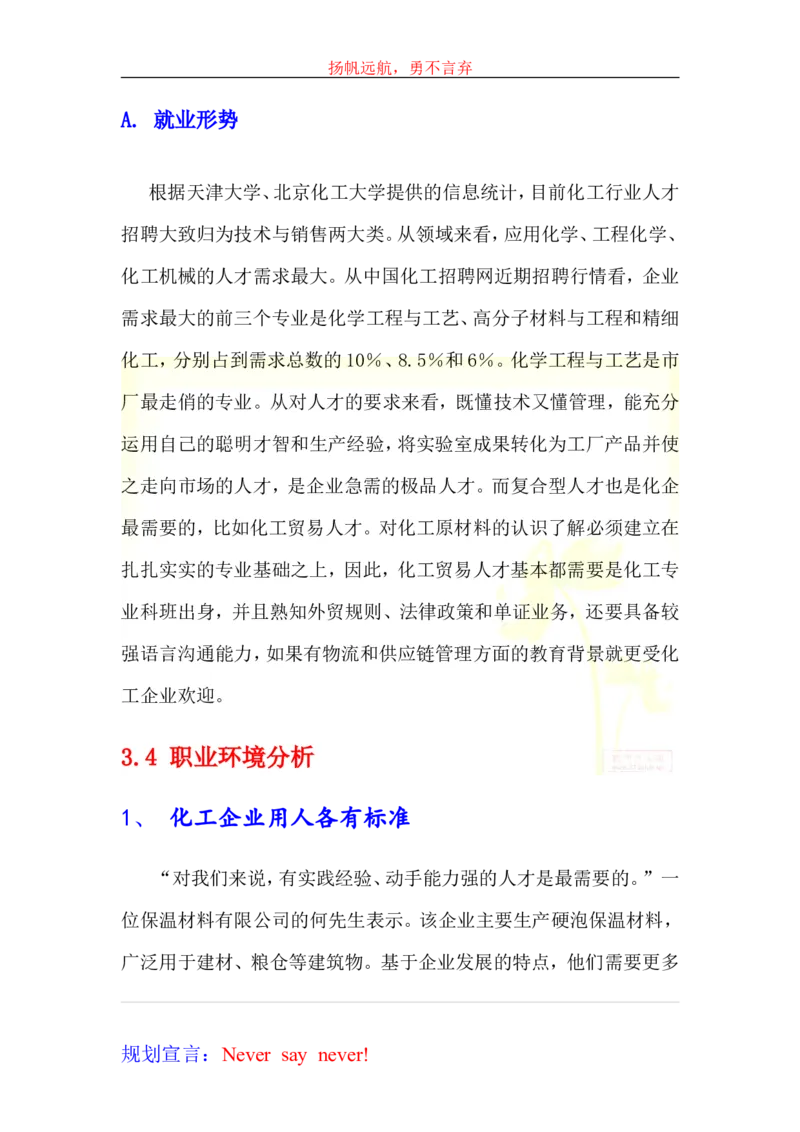 大学生学业生涯规划书-化工_E6-职业规划_33化学专业