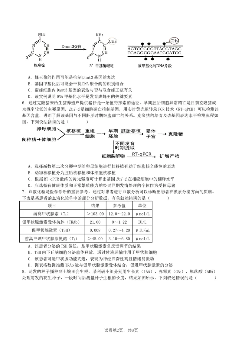 湖南省衡阳市第八中学2023-2024学年高三上学期开学考试生物_2023年8月_01每日更新_29号_2024届湖南省衡阳市第八中学高三上学期开学检测