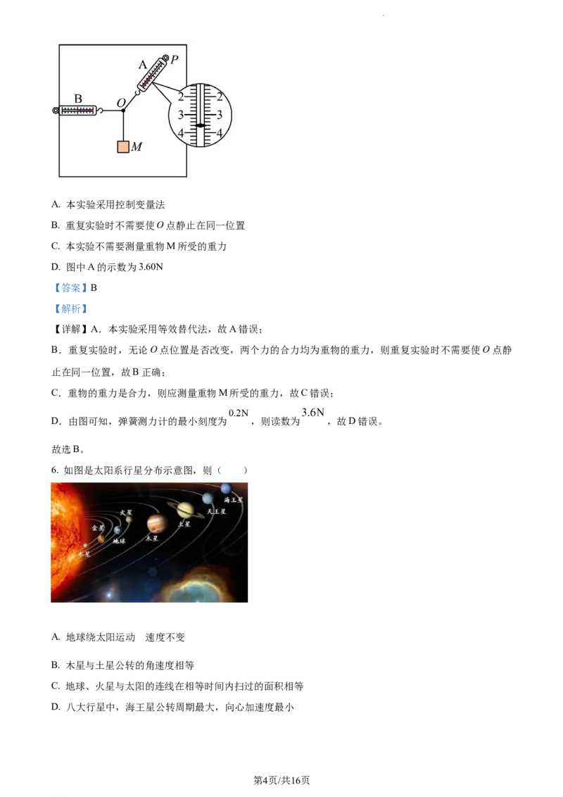 精品解析：江苏省扬州市高邮市2023-2024学年高三上学期开学考试物理试题（解析版）_2023年9月_01每日更新_16号_2024届江苏省高邮市高三上学期期初学情调研测试
