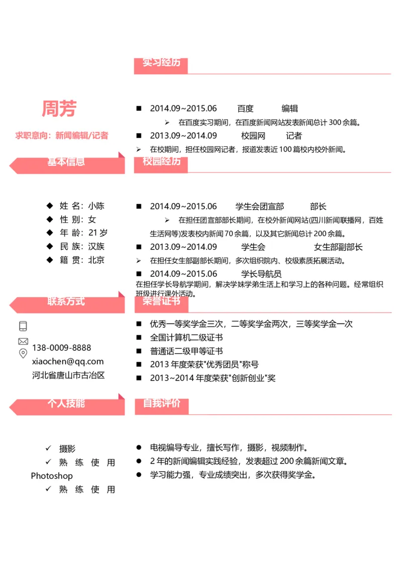 013_各类简历_简历模板(1)_推荐双页模版_word-