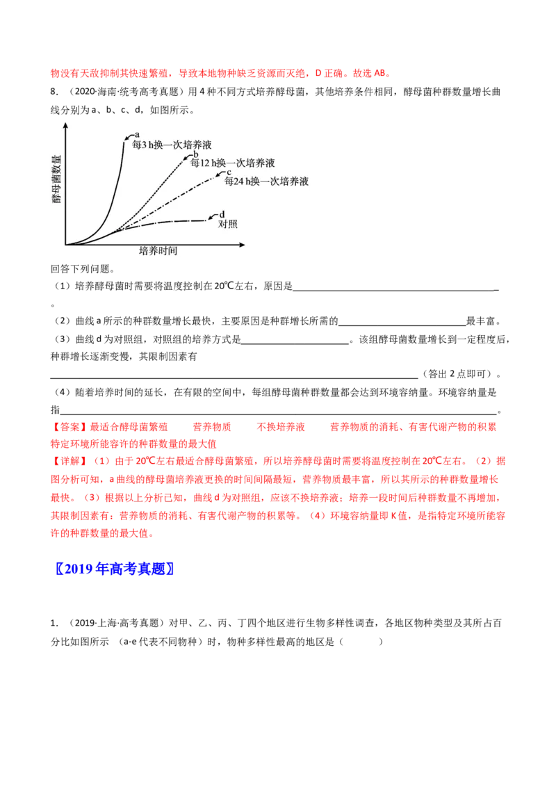 专题21种群、群落（解析卷）_近10年高考真题汇编（必刷）_十年（2014-2024）高考生物真题分项汇编（全国通用）_十年（2014-2023）高考生物真题分项汇编（全国通用）