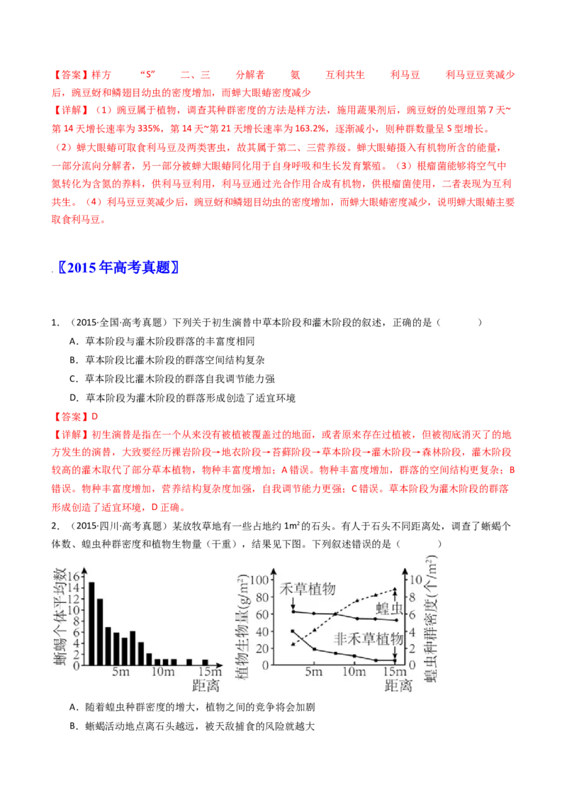 专题21种群、群落（解析卷）_近10年高考真题汇编（必刷）_十年（2014-2024）高考生物真题分项汇编（全国通用）_十年（2014-2023）高考生物真题分项汇编（全国通用）