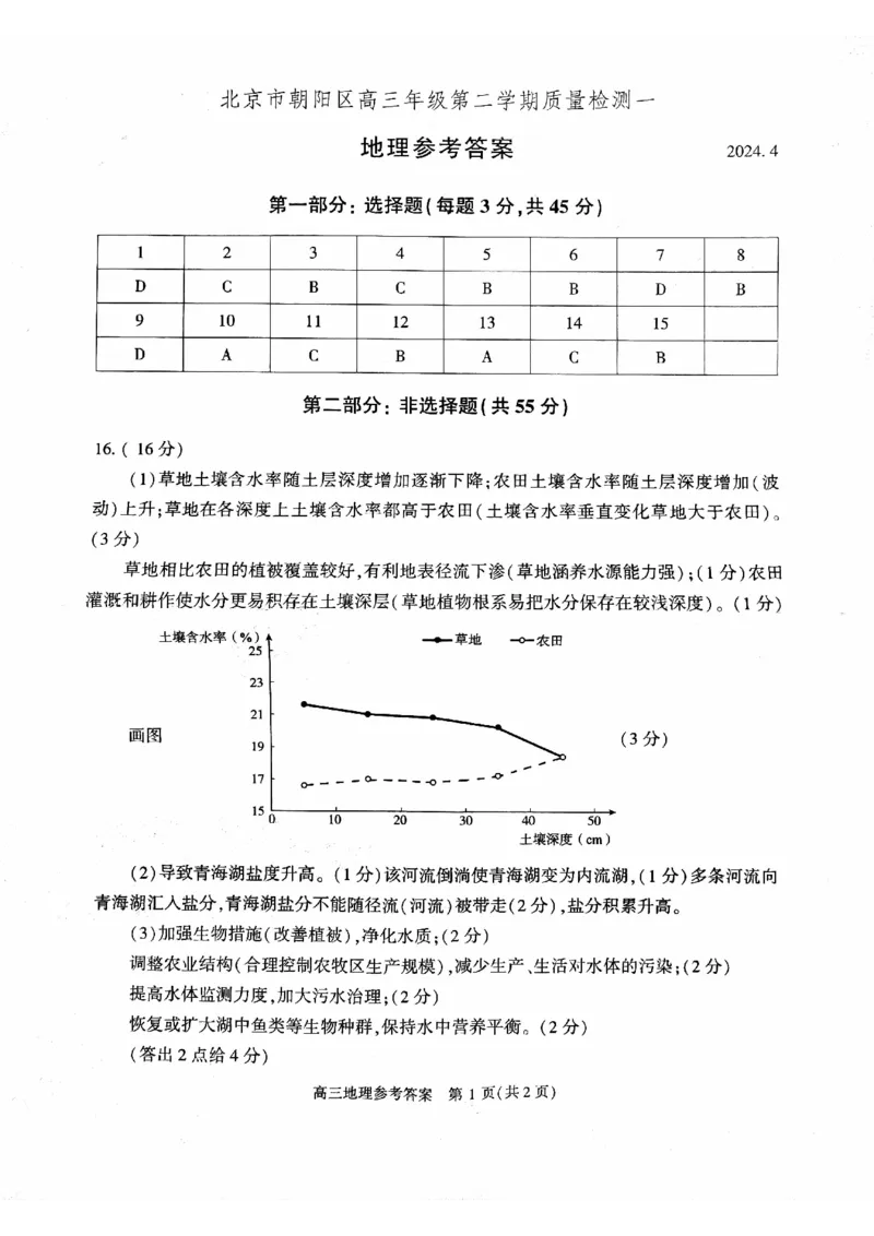 2024北京朝阳高三一模地理试题及答案(1)_2024年4月_024月合集_2024届北京市朝阳区高三一模