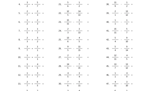 分数加减混合第51~70篇（初级）_编码0121-6年级数学口算计算_口算题（适合5年级）_分数-加减混合（280篇）_（分数）加减混合初级（100篇）