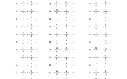 分数加减混合第51~70篇（初级）_编码0121-6年级数学口算计算_口算题（适合5年级）_分数-加减混合（280篇）_（分数）加减混合初级（100篇）