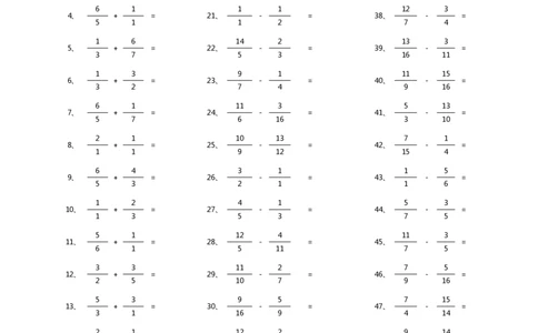 分数加减混合第51~70篇（初级）_编码0121-6年级数学口算计算_口算题（适合5年级）_分数-加减混合（280篇）_（分数）加减混合初级（100篇）