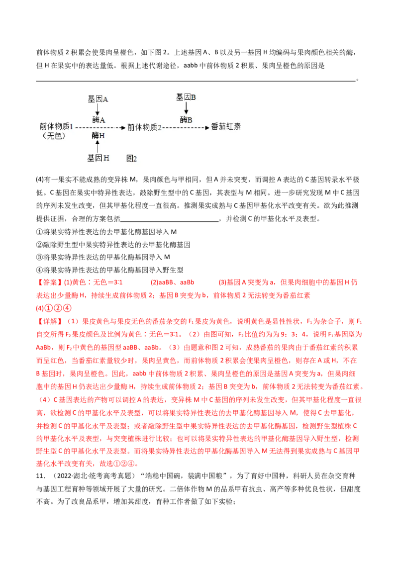 专题12基因的自由组合定律（解析卷）_近10年高考真题汇编（必刷）_十年（2014-2024）高考生物真题分项汇编（全国通用）_十年（2014-2023）高考生物真题分项汇编（全国通用）