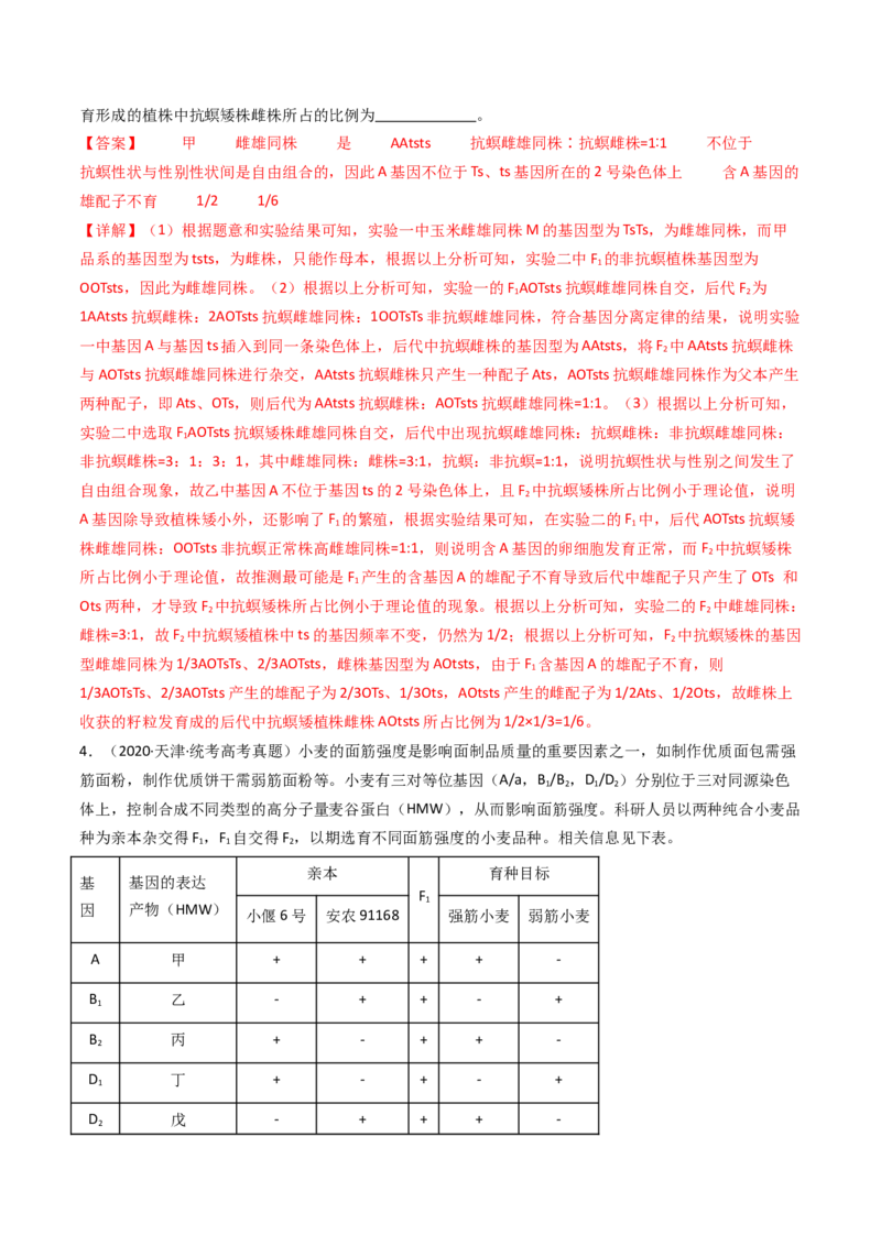专题12基因的自由组合定律（解析卷）_近10年高考真题汇编（必刷）_十年（2014-2024）高考生物真题分项汇编（全国通用）_十年（2014-2023）高考生物真题分项汇编（全国通用）