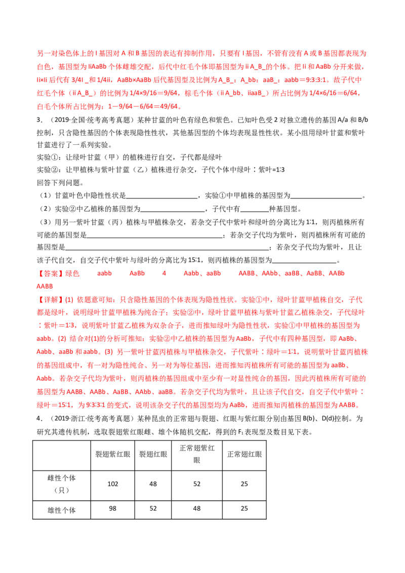 专题12基因的自由组合定律（解析卷）_近10年高考真题汇编（必刷）_十年（2014-2024）高考生物真题分项汇编（全国通用）_十年（2014-2023）高考生物真题分项汇编（全国通用）