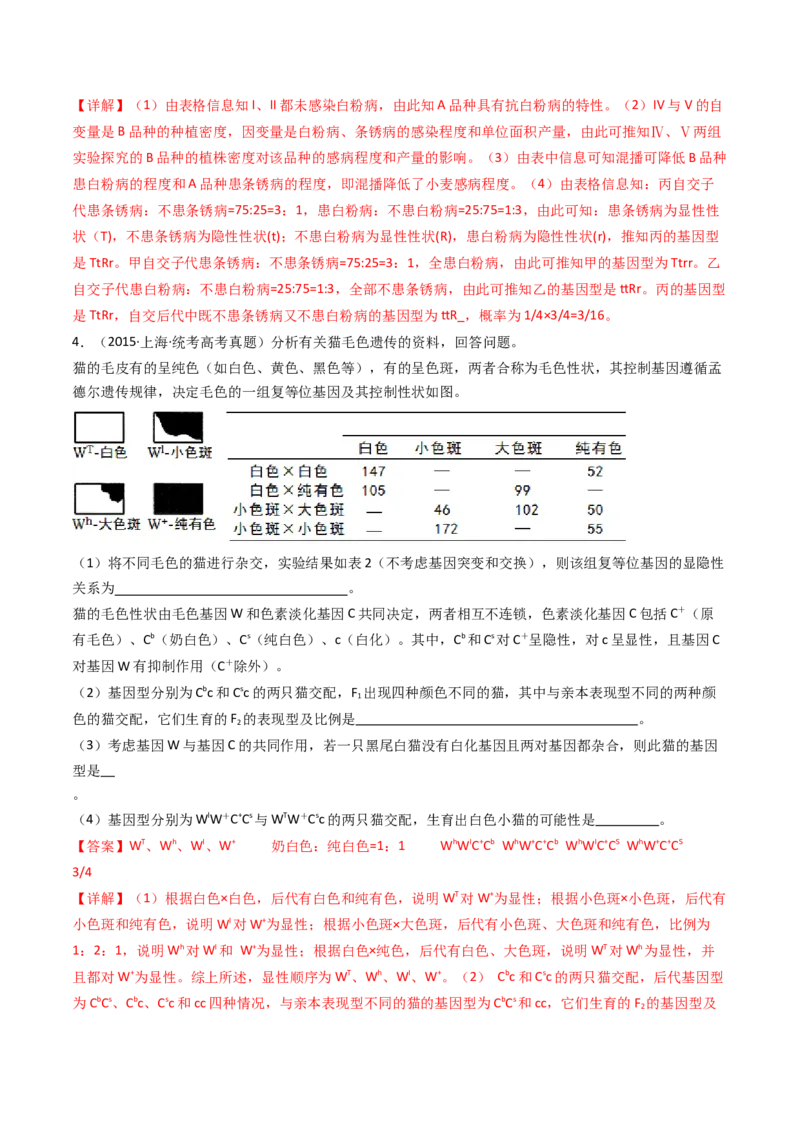 专题12基因的自由组合定律（解析卷）_近10年高考真题汇编（必刷）_十年（2014-2024）高考生物真题分项汇编（全国通用）_十年（2014-2023）高考生物真题分项汇编（全国通用）