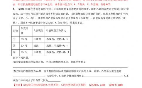 专题12基因的自由组合定律（解析卷）_近10年高考真题汇编（必刷）_十年（2014-2024）高考生物真题分项汇编（全国通用）_十年（2014-2023）高考生物真题分项汇编（全国通用）