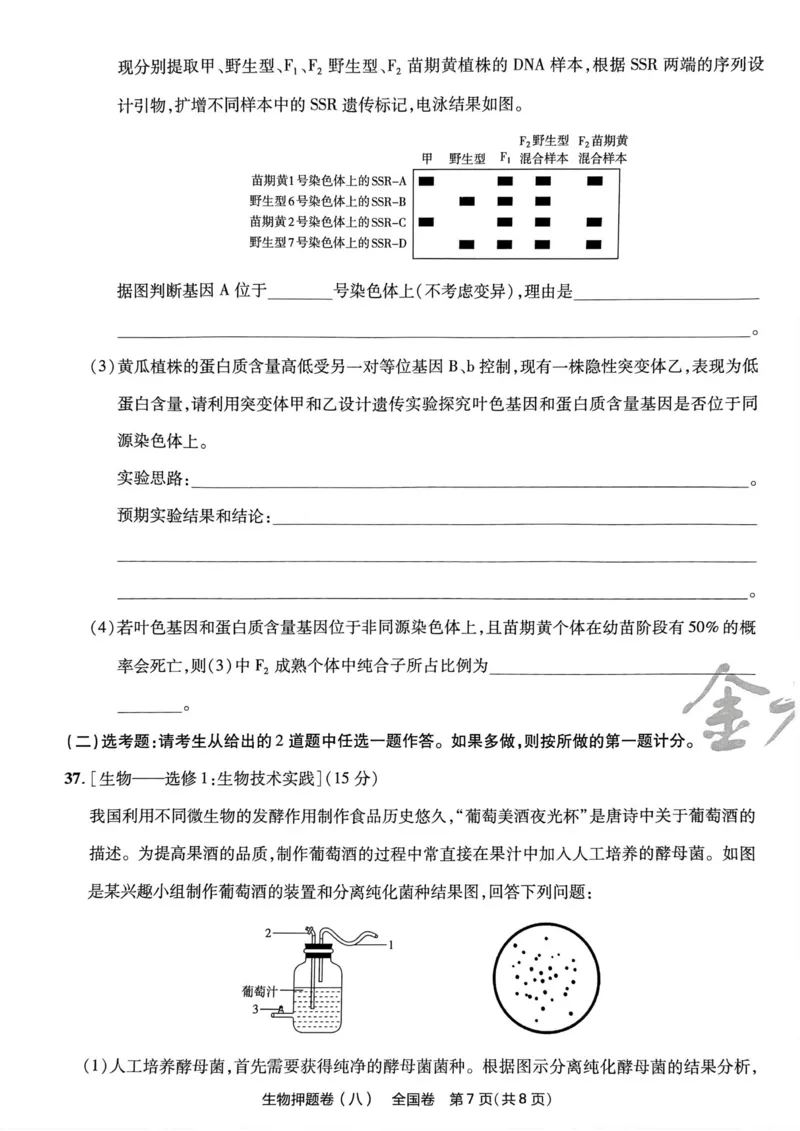 生物试题_2023高考押题卷_2023版天星金考卷最后一卷_全国卷版_最后一卷&middot;生物