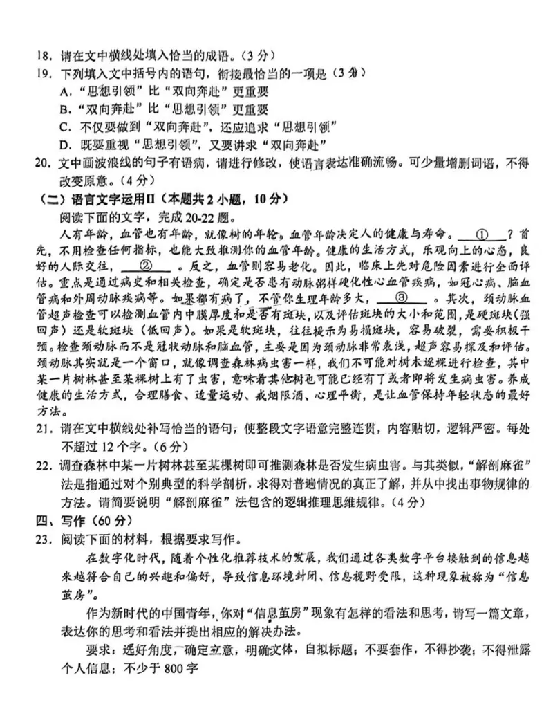 2024届四川省南充市高三下学期适应性考试（二诊）语文试题_2024年3月_013月合集_2024届四川省南充市高三高考适应性考试（二诊）