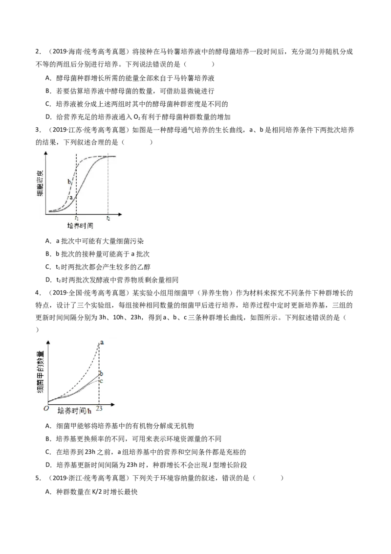 专题21种群、群落（原卷卷）_近10年高考真题汇编（必刷）_十年（2014-2024）高考生物真题分项汇编（全国通用）_十年（2014-2023）高考生物真题分项汇编（全国通用）