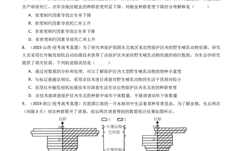 专题21种群、群落（原卷卷）_近10年高考真题汇编（必刷）_十年（2014-2024）高考生物真题分项汇编（全国通用）_十年（2014-2023）高考生物真题分项汇编（全国通用）