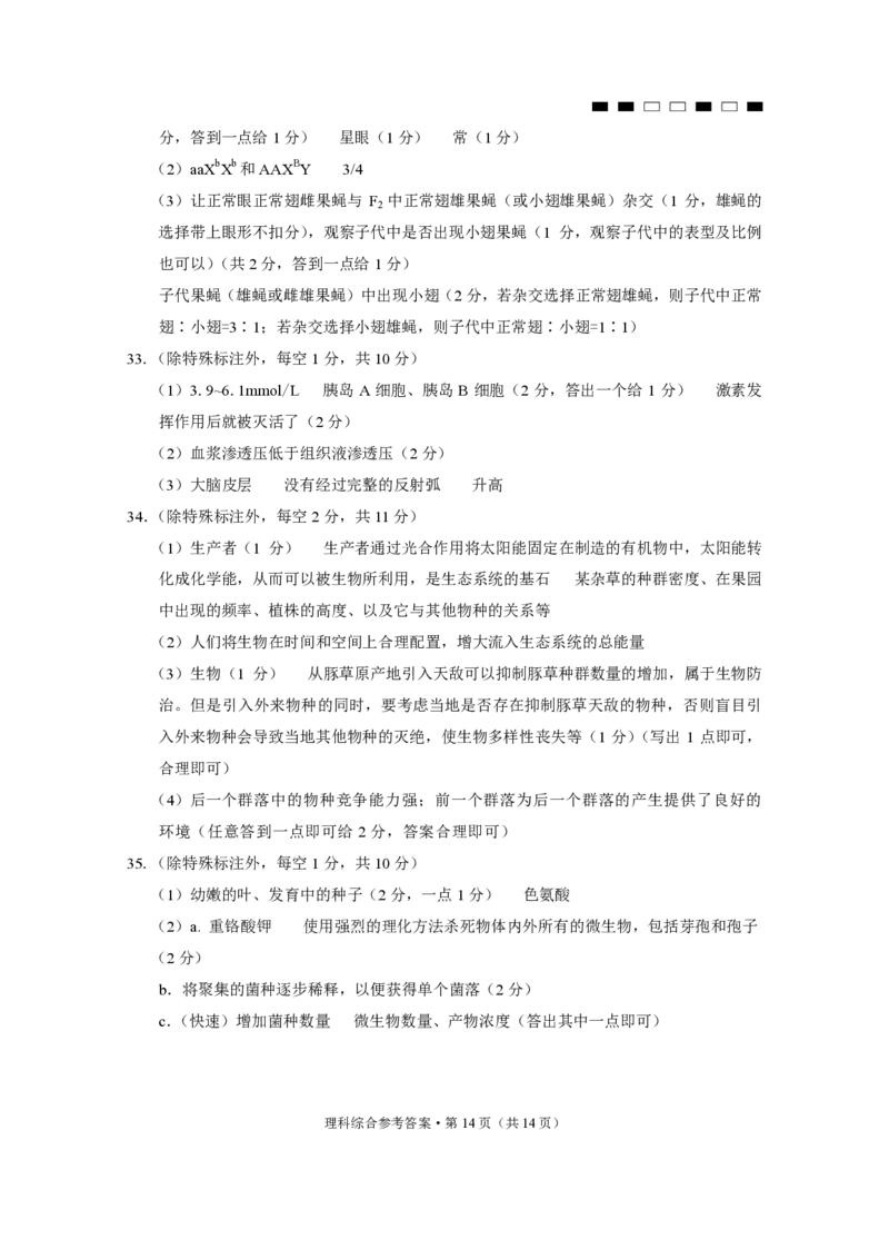 2024届云南三校高考备考实用性联考卷（六）理综-答案_2024年2月_01每日更新_24号_2024届云南省三校高考备考实用性联考卷（六）