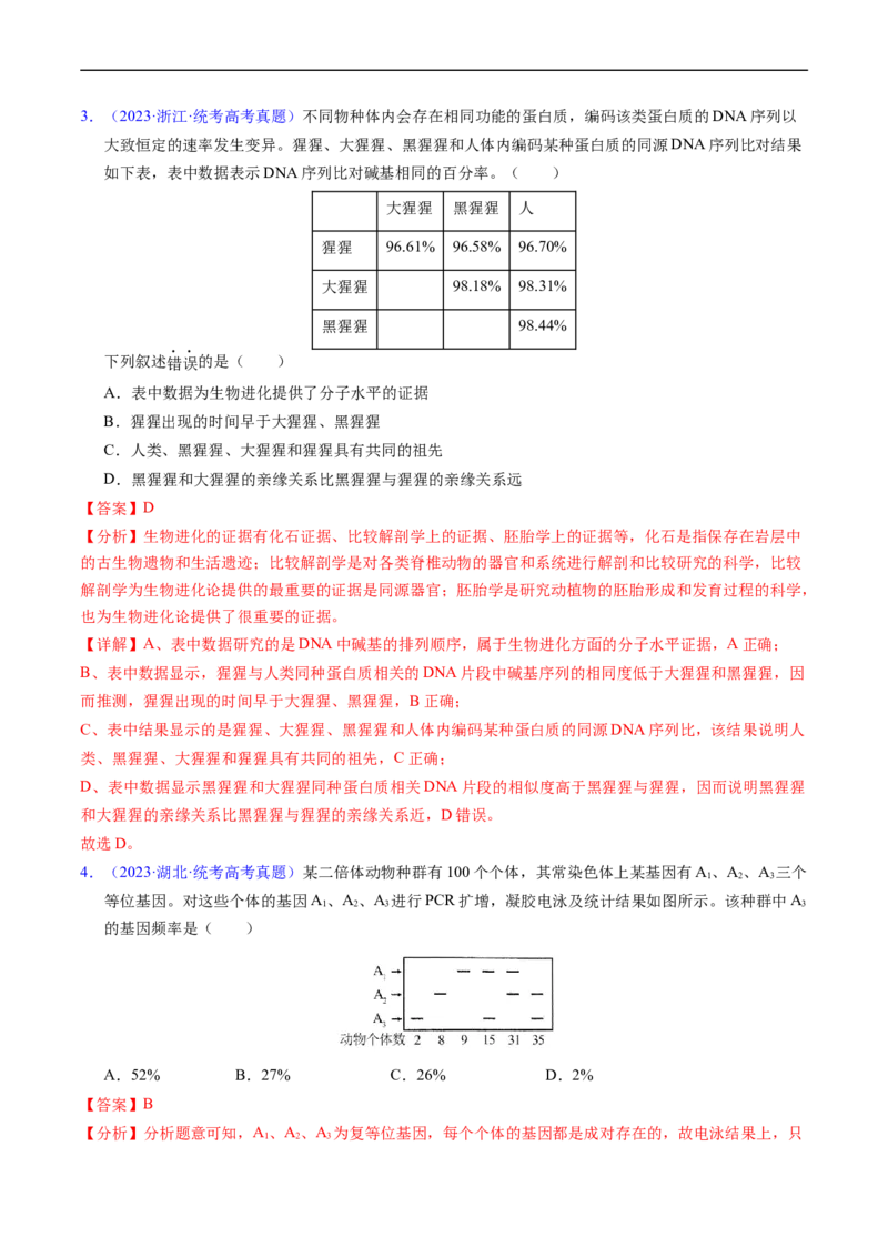 专题12变异、育种与进化-五年（2019-2023）高考生物真题分项汇编（全国通用）（解析版）_赠送：2008-2024全套高考真题_高考生物真题