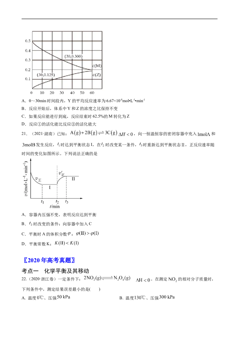 专题09化学反应速率与化学平衡-五年（2019-2023）高考化学真题分项汇编（全国通用）（原卷版）_赠送：2008-2024全套高考真题_高考化学真题