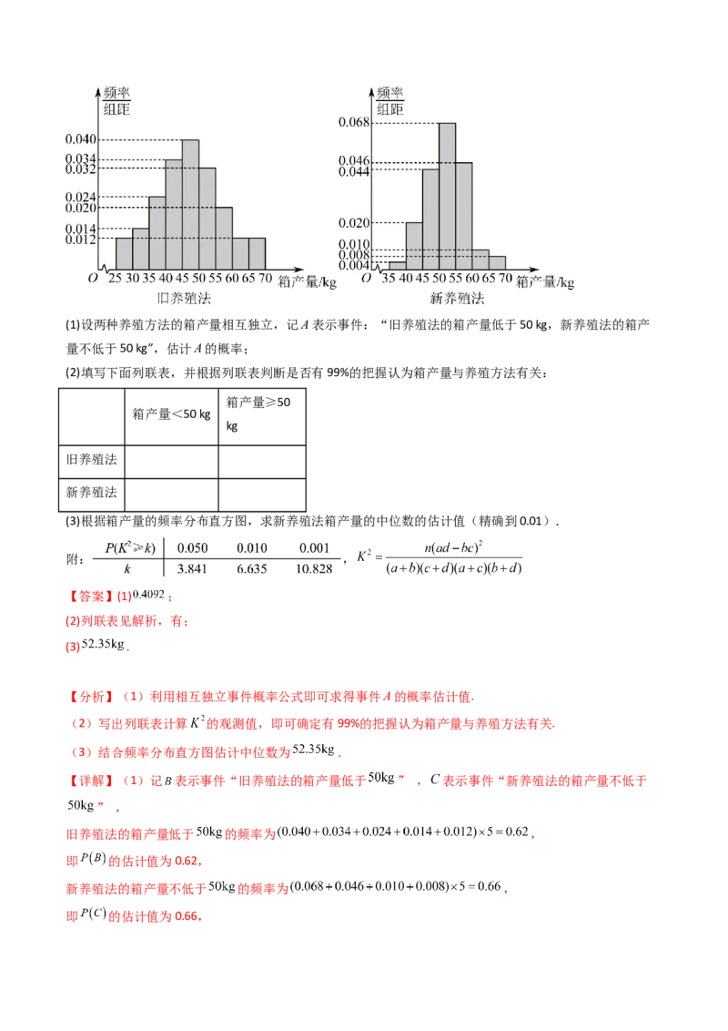 专题22概率统计及数字特征大题综合（教师卷）-十年（2015-2024）高考真题数学分项汇编（全国通用）_近10年高考真题汇编（必刷）_十年（2015-2024）高考数学真题分类汇编（全国通用）