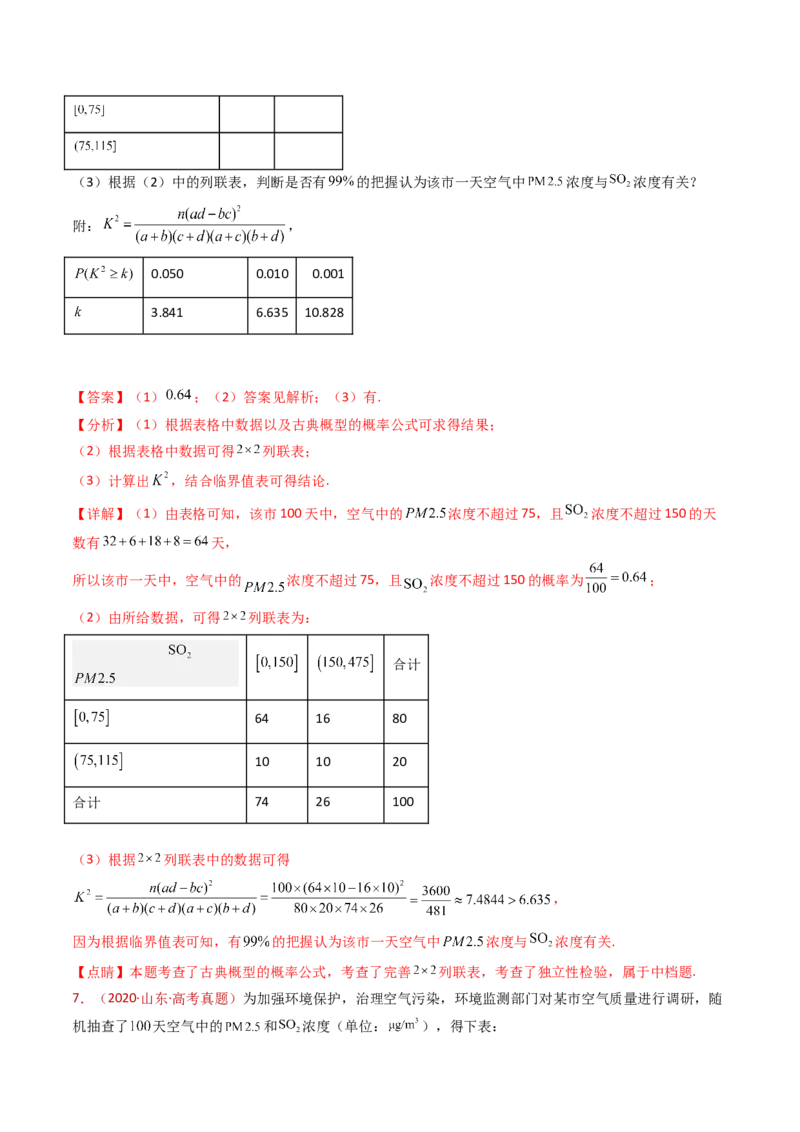 专题22概率统计及数字特征大题综合（教师卷）-十年（2015-2024）高考真题数学分项汇编（全国通用）_近10年高考真题汇编（必刷）_十年（2015-2024）高考数学真题分类汇编（全国通用）
