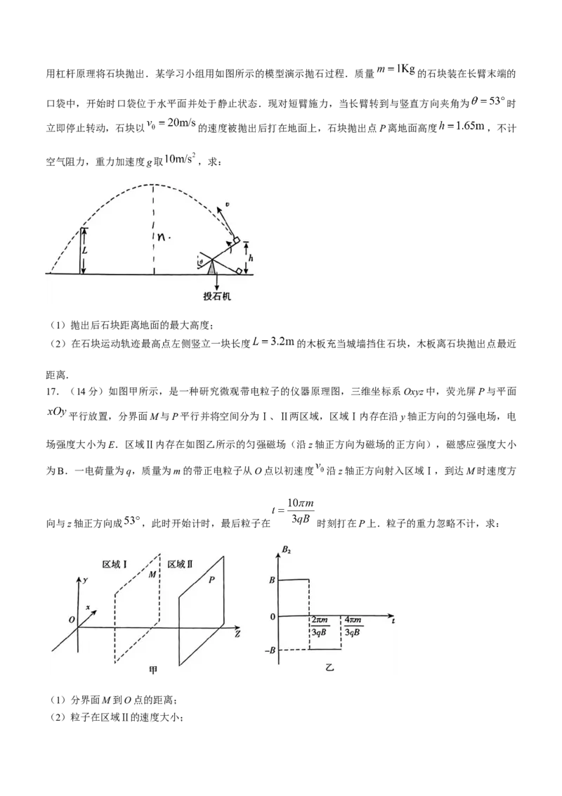 2024届山东省临沂市普通高中高三下学期3月学业水平等级考试模拟物理试题_2024年3月_013月合集_2024届山东省临沂市高三下学期3月一模考试