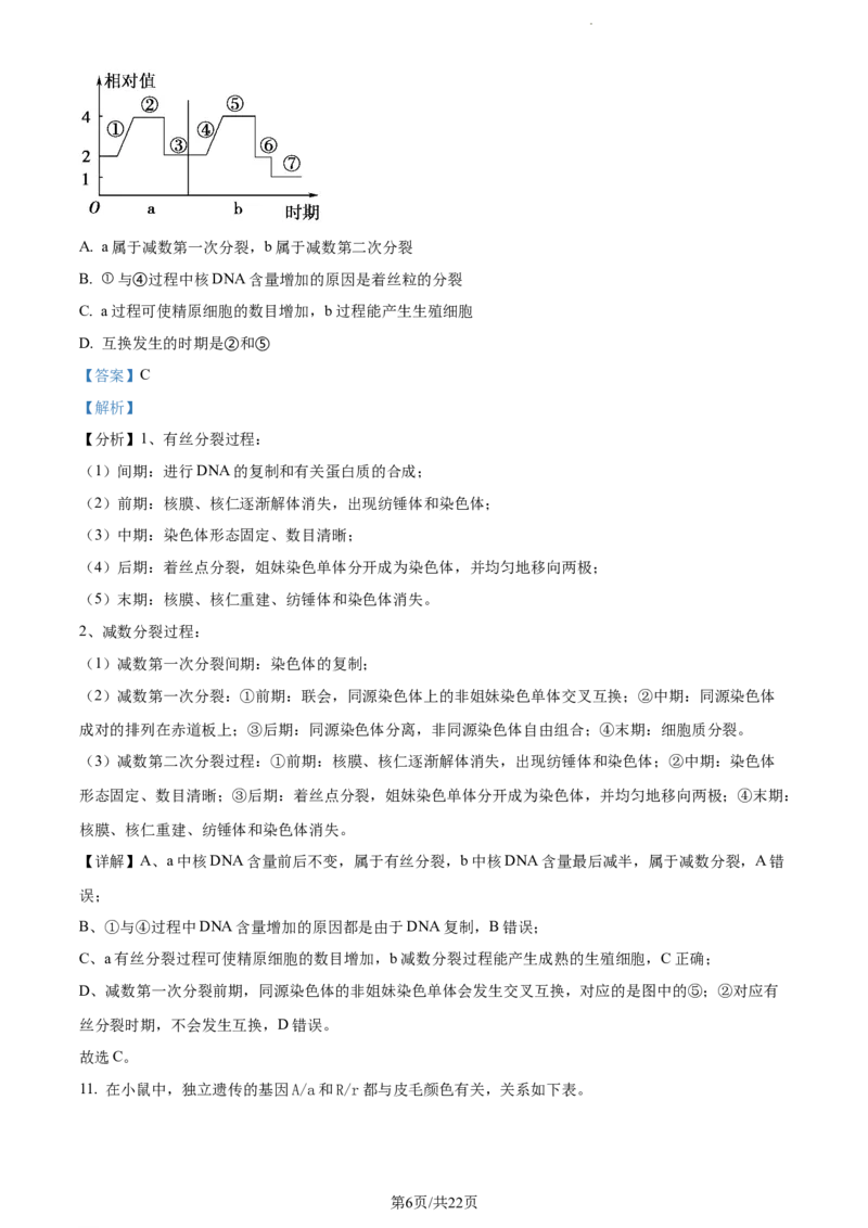 精品解析：天津市滨海新区大港一中2023-2024学年高三上学期第一次月考生物试题（解析版）(1)_2023年10月_0210月合集_2024届天津市滨海新区大港第一中学高三上学期第一次月考