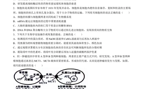 2024届安徽省六安第一中学高三下学期质量检测（三）生物试题_2024年5月_01按日期_30号_2024届安徽省六安第一中学高三下学期质量检测（三）
