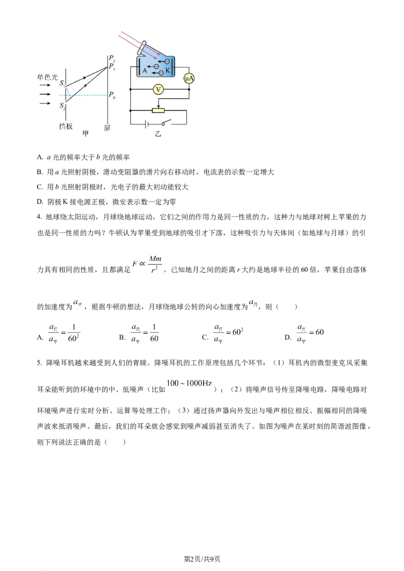 精品解析：河北省邯郸市2023-2024学年高三上学期第一次调研监测物理试题（原卷版）_2023年9月_01每日更新_12号_2024届河北省邯郸市高三上学期第一次调研监测